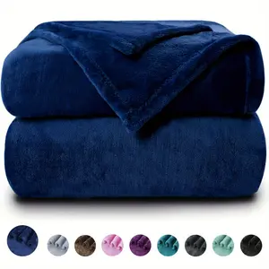 Navy blue Fleece Blanket, Giant Flannel Throw for Bed, Couch, Home Decor, Camping & Travel, Soft Warm Family-Sized Blanket, Soft Cozy Blanket