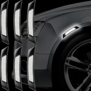 6 Pieces Car Reflective Trim Carbon Fiber Side Marker Stickers Automotive Exterior Accessories Door Reflector Guard for Car SUV Pickup Truck Wheel Well Arch or Side Bumper Fenders (Black and White)