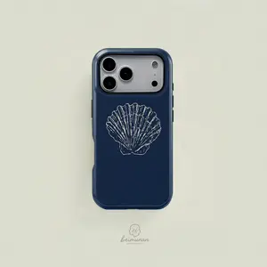1PC seashell ocean beach print phone case， sturdy 2in1 shockproof Protective phone cover， phone accessory for iPhone X 11 12 13 14 15 16 17 Pro Max for Galaxy S25 24 23 Ultra series holiday/birthday gift simple stylish case