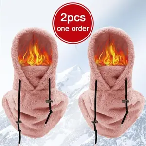 2PCS  Hood Ski Mask Winter Balaclava Windproof Warm Hood Cover Hat Cap Scarf