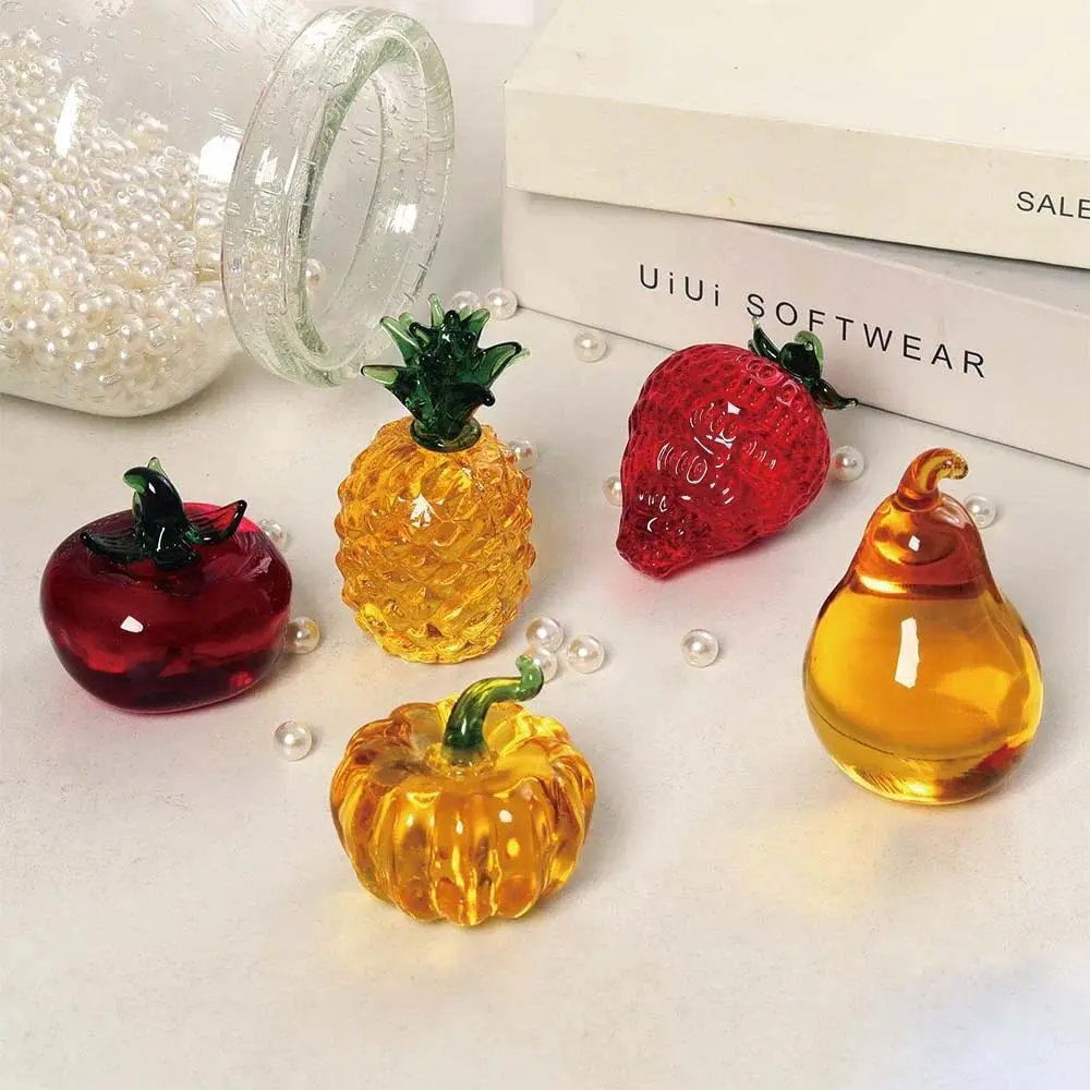 1pcs Hand Blown Glass Crystal Pineapple Figurine Ornaments - Unique Pieces Home Kitchen Decoration, Ideal Christmas Gift for Mum, Collectible Desk Weight