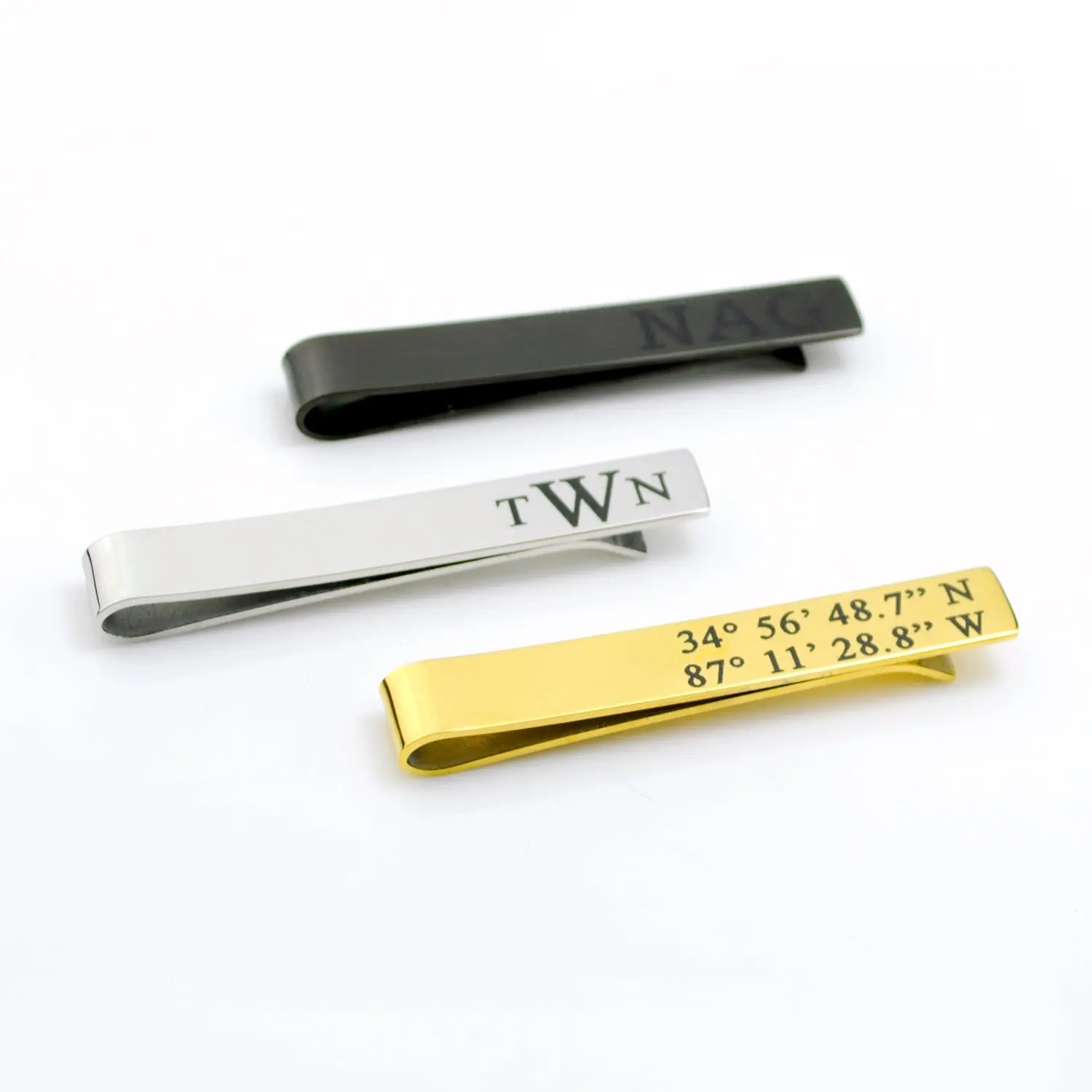 Custom Engraved Tie Clip, Personalized Tie Bar for Men, Weddings, Groomsmen Gifts
