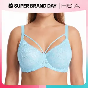 HSIA Pretty In Petals Sexy Lace Underwire Bra with Adjustable Straps for Women Plus Size Mesh Wings Unlined Non Padded Bra Full Coverage Minimizer Bra Lifting Support Daily Large Bust Bras Lightweight Comfort Brassiere Lingerie