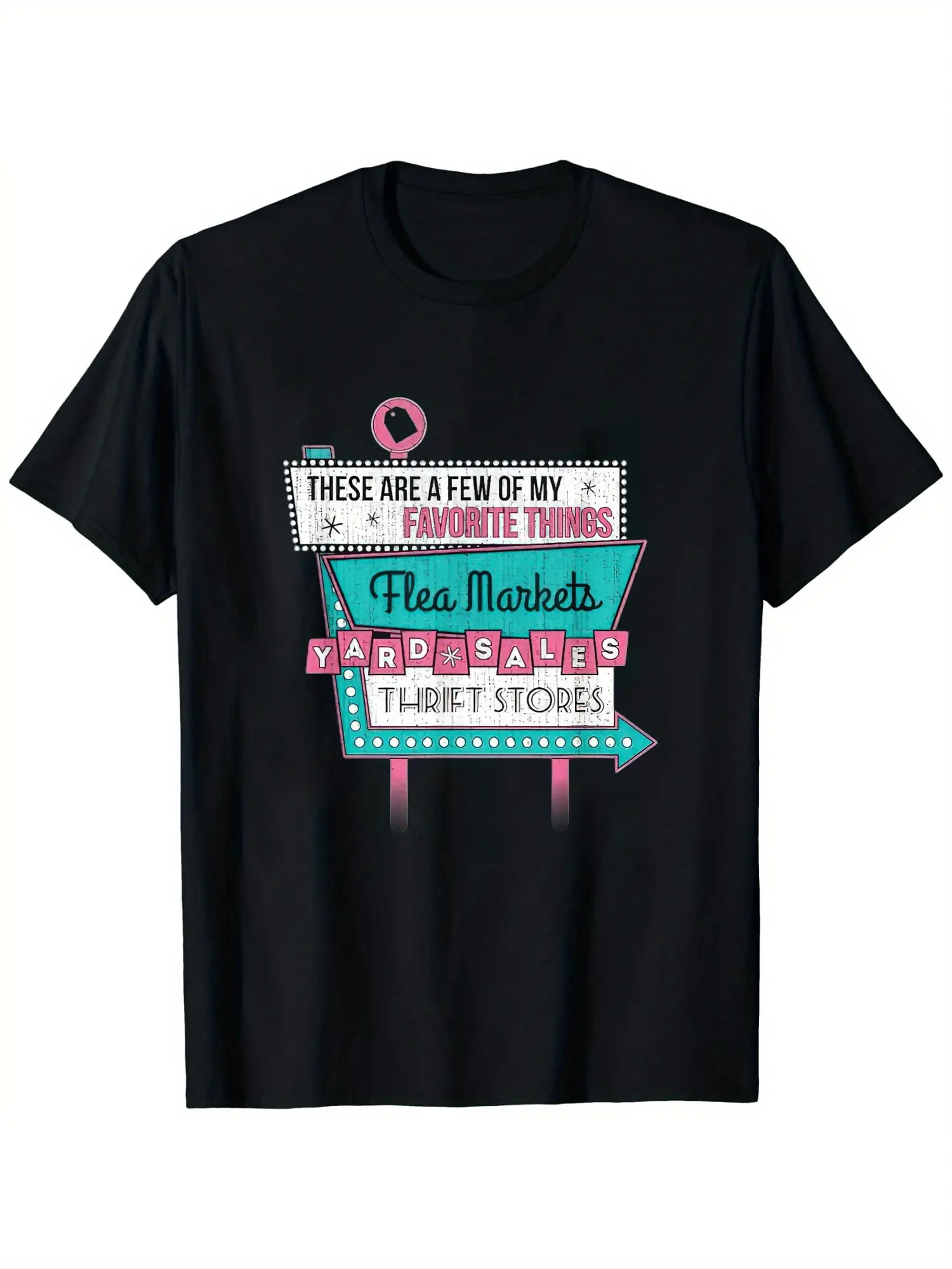 Men's Vintage Flea Market Graphic T-Shirt - Thrift unisex soft cotton short sleeve t shirt, vintage graphic casual tee for men women teens, perfect birthday holiday gift for camping travel gym daily street casual wear