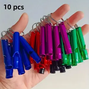 Random Color Whistle with Keychain, 10pcs/set Multipurpose Whistle, Emergency Whistle for Outdoor, Camping, Hiking, Dog Training, Puppy Training Tools