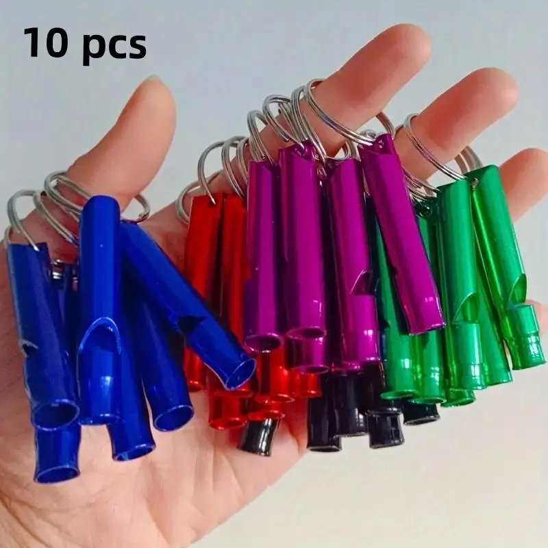Random Color Whistle with Keychain, 10pcs/set Multipurpose Loud Whistle, Emergency Whistle for Outdoor, Camping, Hiking, Dog Training, Puppy Training Tools