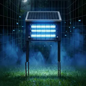 Solar Bug Zapper Outdoor Indoor, 4000mAh Rechargeable Mosquito Zapper with UV Light, Dusk to Dawn Auto On/Off, Waterproof Electric Fly Zapper with Solar & USB Dual Charging, 2-in-1 Hanging & Ground Stake Design for Patio, Garden, Camping, Farm, Fishing