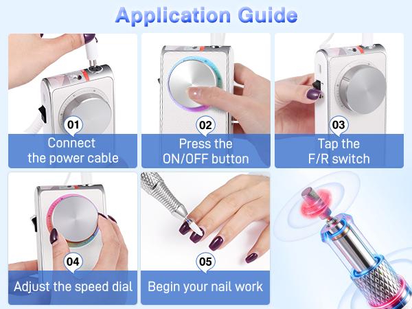 Electric Nail Drill 30000 RPM Brushless Motor, Rechargeable Professional Nail File with Battery & LED Display, Quiet Low-Vibration Nail Drill with 12 Bits for Manicure & Pedicure