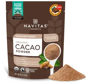 Navitas Organics Cacao Powder - Regenerative Organic Certified, Non-GMO, Fair Trade, Gluten-Free, 8oz Bag, 15 Servings - Beverage, Chocolate