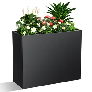 Metallic Heavy Long and Large Outdoor/Indoor Planter, Rectangular Trough Planter Box, 30”Lx24”Wx12”H, 33Pounds Powder Coating Modern Commercial Residential for Patio, Deck, Yard, Garden