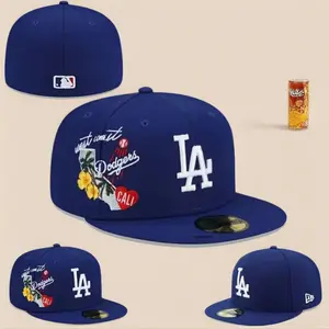 Men's LA Dodgers New Era Navy 9FIFTY Fitted Cap – Royal Blue Flat Brim Hat with LA Logo & West Coast Cali Embroidery, MLB Streetwear Style