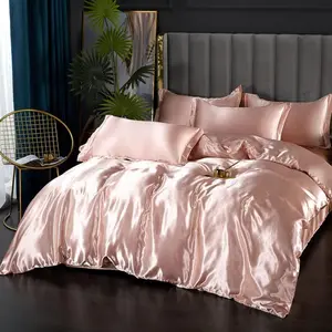 Silk Duvet Cover,Luxury Soft Like Satin Bedroom Decor Quilt Cover,Chic Luxurious Silky Light Pink Bedspread Cover,Zipper,(No Comforter)