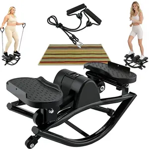 Lateral Stepper for Exercise-Rocking Stepper Machine with Resistance Bands & Anti-Slip Mat and LCD Monitor,Arm trainer and thigh trainer Glute and core training Professional Stair Stepper for Home Workout