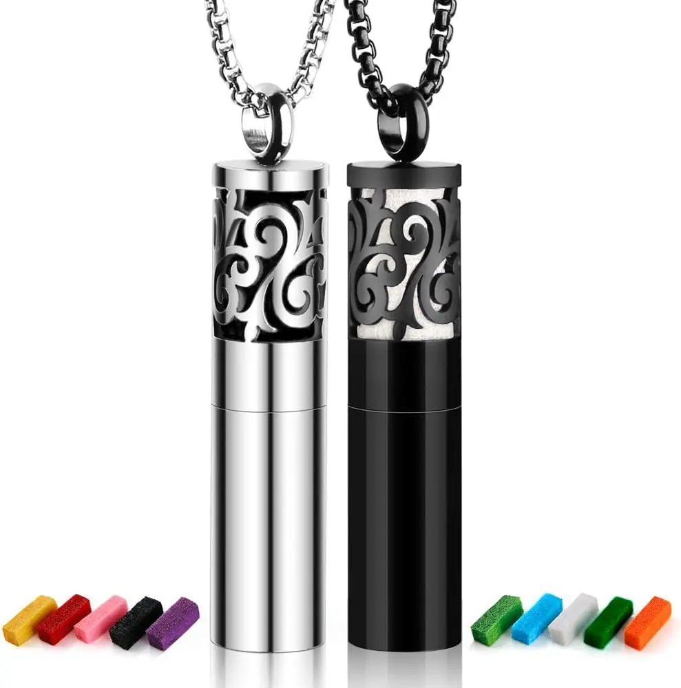 AcrossEdge by HER Scented Couples Necklace– Stainless Steel Lockets with Felt Pads, Perfect Valentine's Day Gift for Love