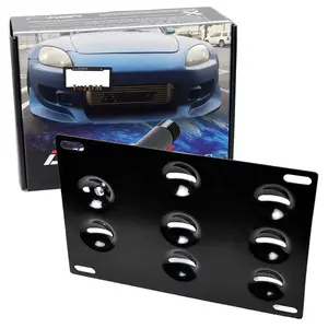 iJDMTOY No Drill Front Bumper Tow Hook License Plate Mounting Bracket Adapter Kit For Honda S2000 AP1 AP2, 06-08 Honda FIT