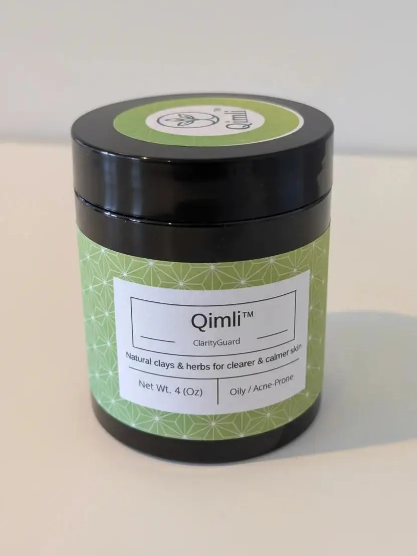 Qimli ClarityGuard Oily Skin Face Mask Dry Herbal Powder for Acne-Prone Skin Fuller's Earth Neem Leaf Sandalwood Pomegranate