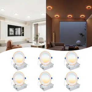 6Inch LED Recessed Night Lights Ultra-Thin 6CCT Multicolor 12W 1050Lumen 110-130V Dimmable LED Ceiling Lights Downlights for Living Room 2000K 2700K 3000K 3500K 4000K 5000K Adjustable Lighting for Bedroom luces led para casa
