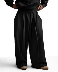 Y33 Designer Pleated Organic Sweatpants — 520GSM, Baggy Oversized, Black