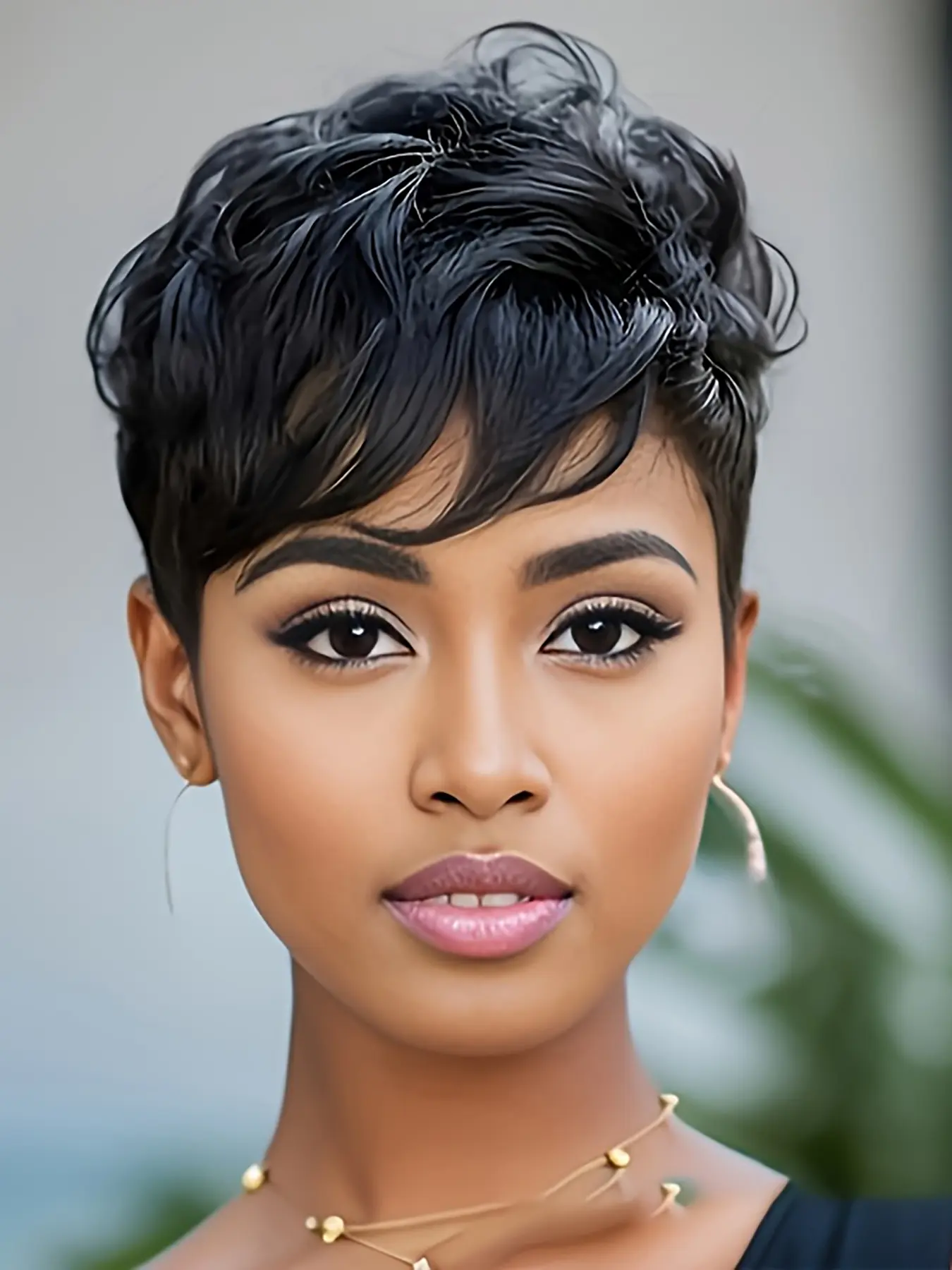 Women's Fashion Casual Short Synthetic Hair Straight Pixie Wig Set, Heat Resistant Rose Net Design, Comfortable All-Season Wear, Perfect Halloween & Christmas Costume Accessory
