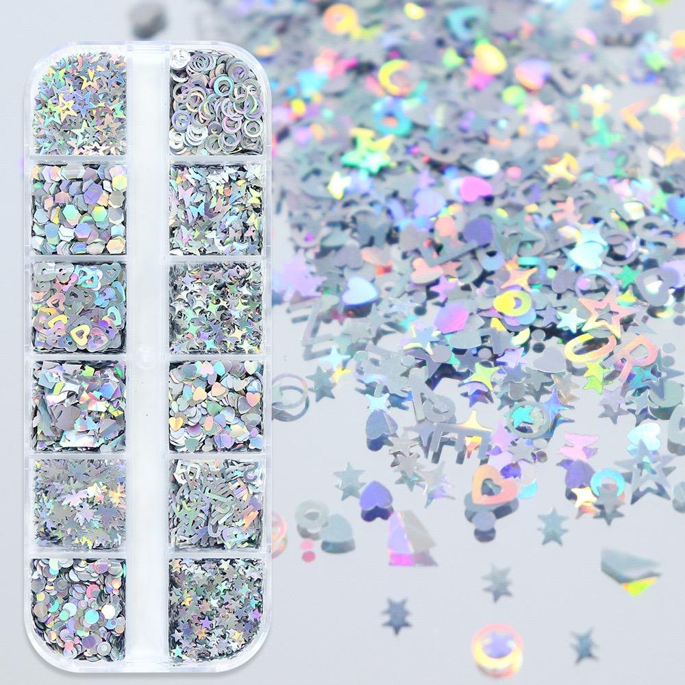 Shimmer Glitter Sequins Nail Art Kit with Assorted Shapes, Perfect for DIY Nail Design & Creative Manicures – Spring Nails 2026 Trend