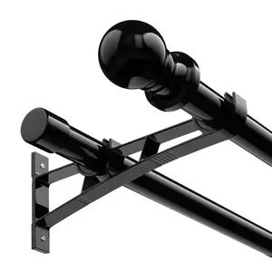 1 Inch Double Curtain Rods, Adjustable Dual Heavy Duty Curtain Rods with Sliding Glass Door, Patio, Bedroom, Kitchen, Black