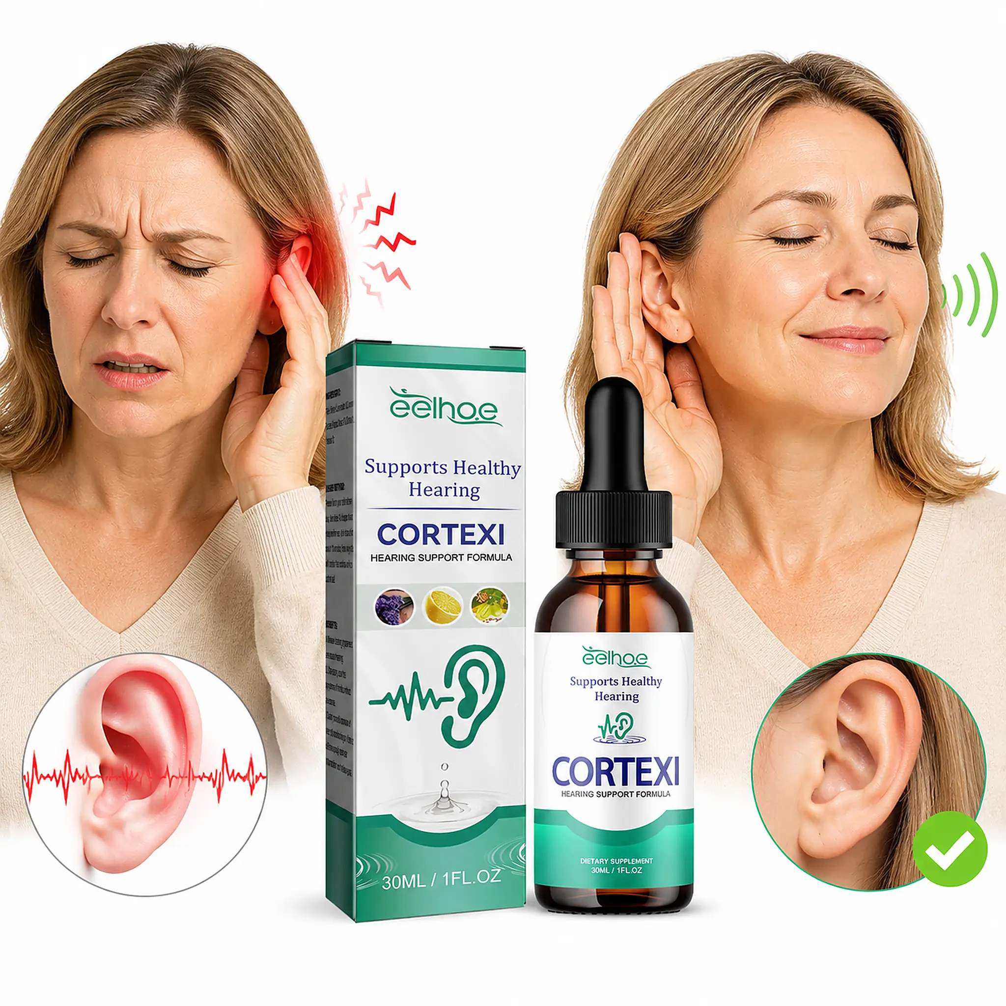 EELHOE Tinnitus Ear Drops - Cleans Earwax, Relieves Tinnitus, Relieves Ear Discomfort, Ear Cleaning