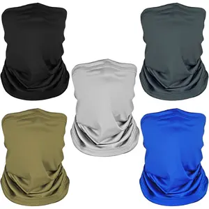 5 Pack Neck Gaiter Face Cover for UV Sun Protection, Dustproof Breathable Cooling Gator for Men Women Outdoor Sports