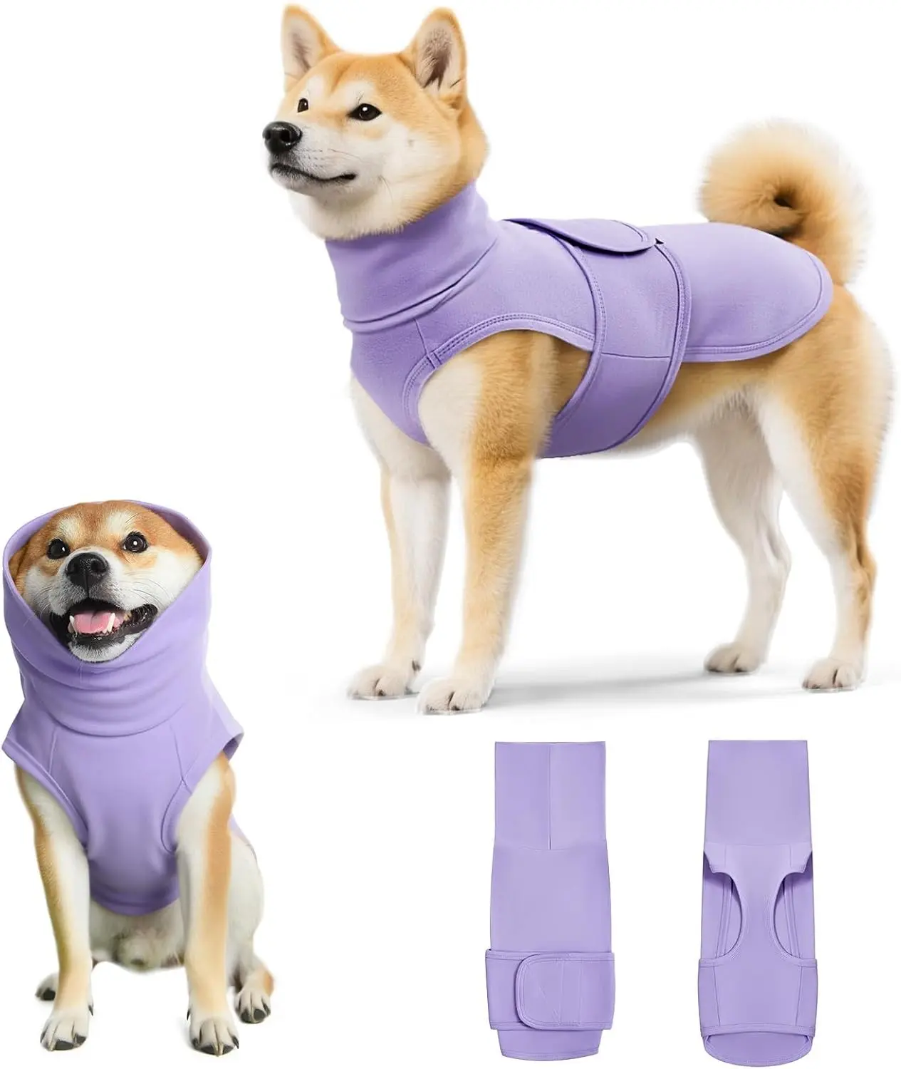 Dog Anxiety Calming Vest Adjustable Turtleneck Thunder Shirt Jacket for Fireworks, Separation, Vet Visits, Pet Hoodie for Large Medium Dogs