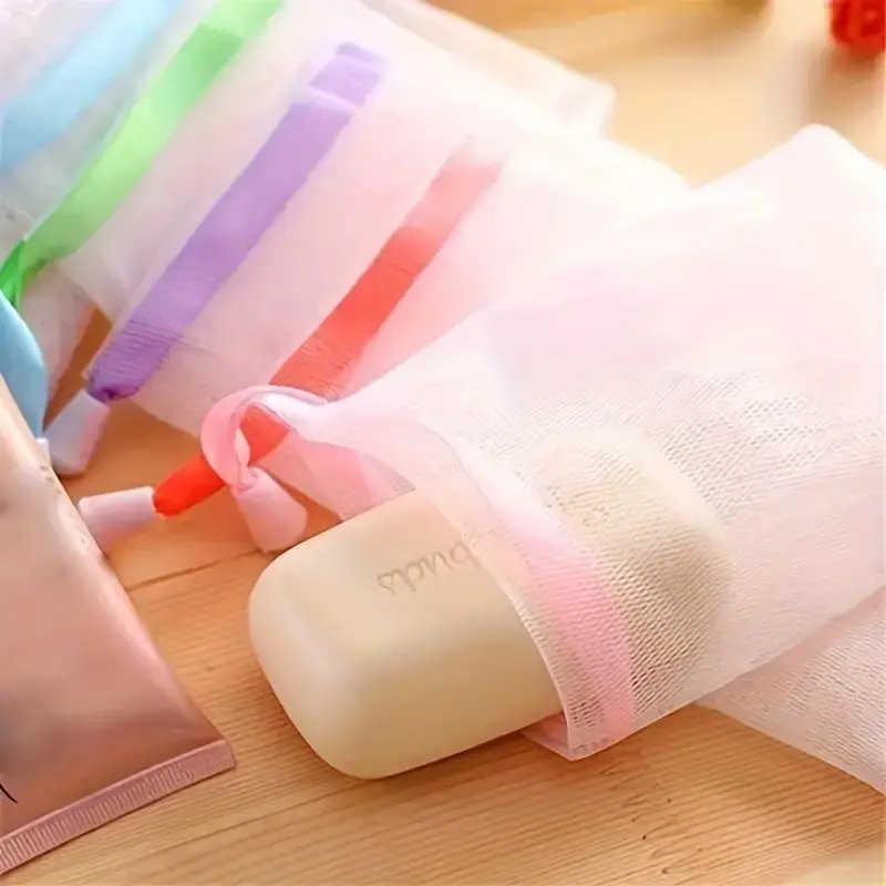 15pcs Exfoliating Soap Saver Mesh Pouches, Double-Layer Stretchy Breathable Bath Accessories with Drawstring, Laundry Washing Bags for Less Soap Splatter, Secure Hold & Fast Rich Foam, Rich Foam Fast