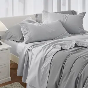 4-Pc Bed Sheets Set - Romantic Embossed Design & Brushed Microfiber  Bed Set- King Bed Sheet & Pillowcases - Upto 14" Deep Pocket Hotel Luxury Queen Sheets