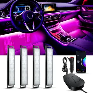 YiLaie Car Foot Lighting LED Lights 4 Pcs LED Interior Light Multicolor LED Light for Car with APP Control & DIY Mode Music Sync USB Under Dash Lighting RGB Car Footwell Lights for SUVs, Pickups,  Sound Active Function Neon Ambient Light