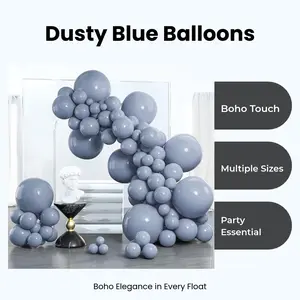 PartyWoo Dusty Blue Balloons 100pcs Different Sizes Pack of 18 12 10 5 Inch Boho Dusty Purple Muted Lavender Balloon Arch Kit for Baby Shower Anniversary Graduation Birthday Party Decorations Blue-F16