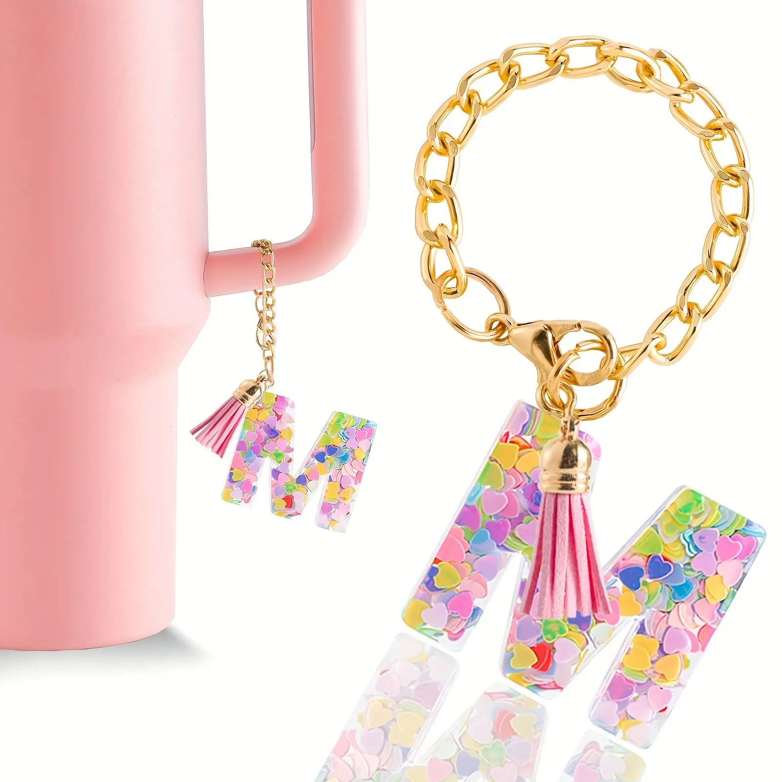 1pc Charm Accessories For Stanley Cup Handle Charm For Women Stylish Chain Pendant Keychain Tumbler Cup Charm, Unique Beverage Accessory Cute keychain Keychain Jewelry, Key Chain Decorations
