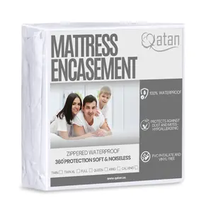 Luxury Zippered Mattress Encasement - 100% Waterproof 6-Sided Mattress Protector - Soft Noiseless Microfiber Cover - Breathable 360 Shield - Deep Pocket Stretch Fit - Twin, Twin XL, Full, Full XL, Queen, King and Cal King