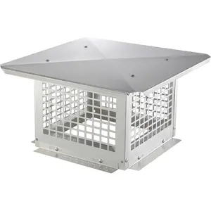【fathersdaygift】VEVOR Chimney Cap 12 x 12 inch304 Stainless Steel Fireplace Chimney CoverNot Easily Toppled & Practical Accessories & Easy InstallationFits Mesh Flue Covers Outside Clay Flue ShinglesSilver