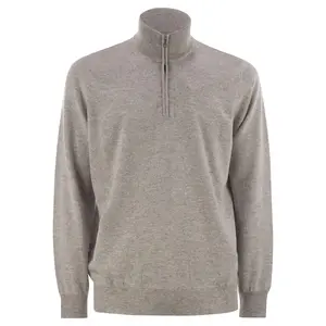 Brunello Cucinelli Men High-Necked Cashmere Sweater With Zip Opening