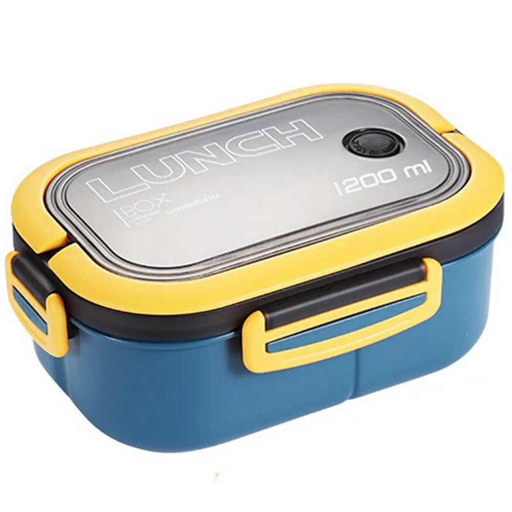 Double-Layer Portable Lunch Box with Spoon & Fork, Leak-Proof High Capacity Food Container, Eco-Friendly Material, Ideal for Teens & School Workers, Leakproof Food Containers, Lunchboxes