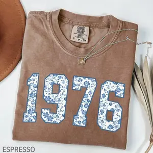 Comfort Colors  Toile Floral 1976 Shirt, 50th Birthday Gifts, 1976 Birthday Shirt, Birth Date Shirt, 50th Birthday Group Shirts - Lauriel Designs