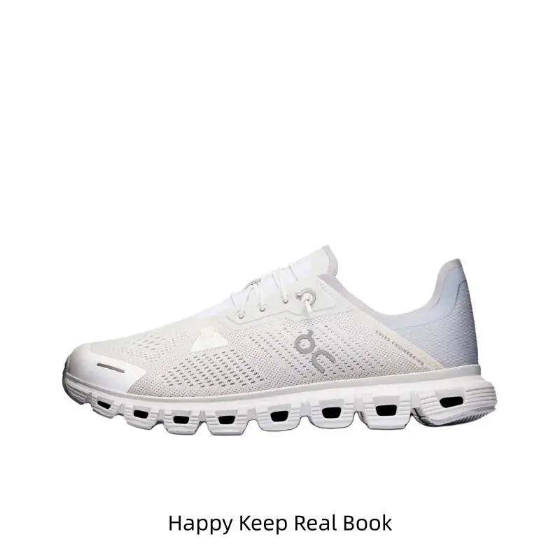 White Breathable Mesh Cushioned Running Shoes, Modular Hollow Outsole with Streamlined Upper Design