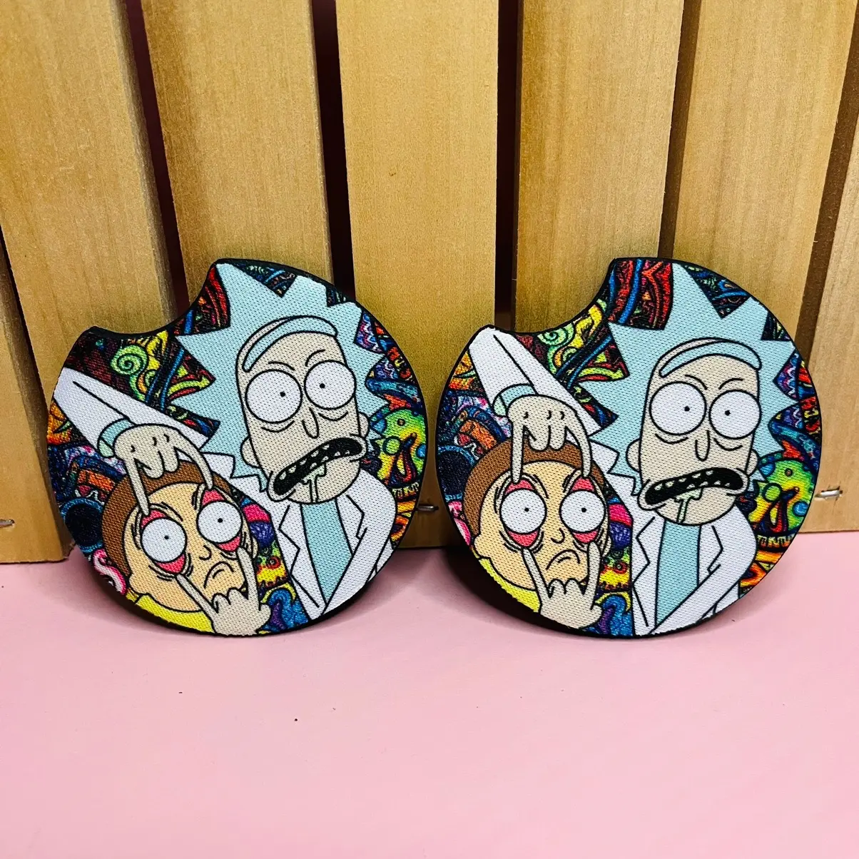 Rick and mort car coasters