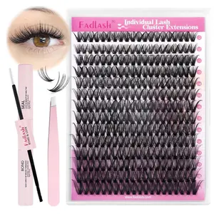 Lash Clusters Kit DIY Eyelash Cluster Natural D Curl Lashes Individual Eyelashes Extension with Lash Bond and Seal Tweezers for Beginners (40D-0.07D-12-18MIX KIT)