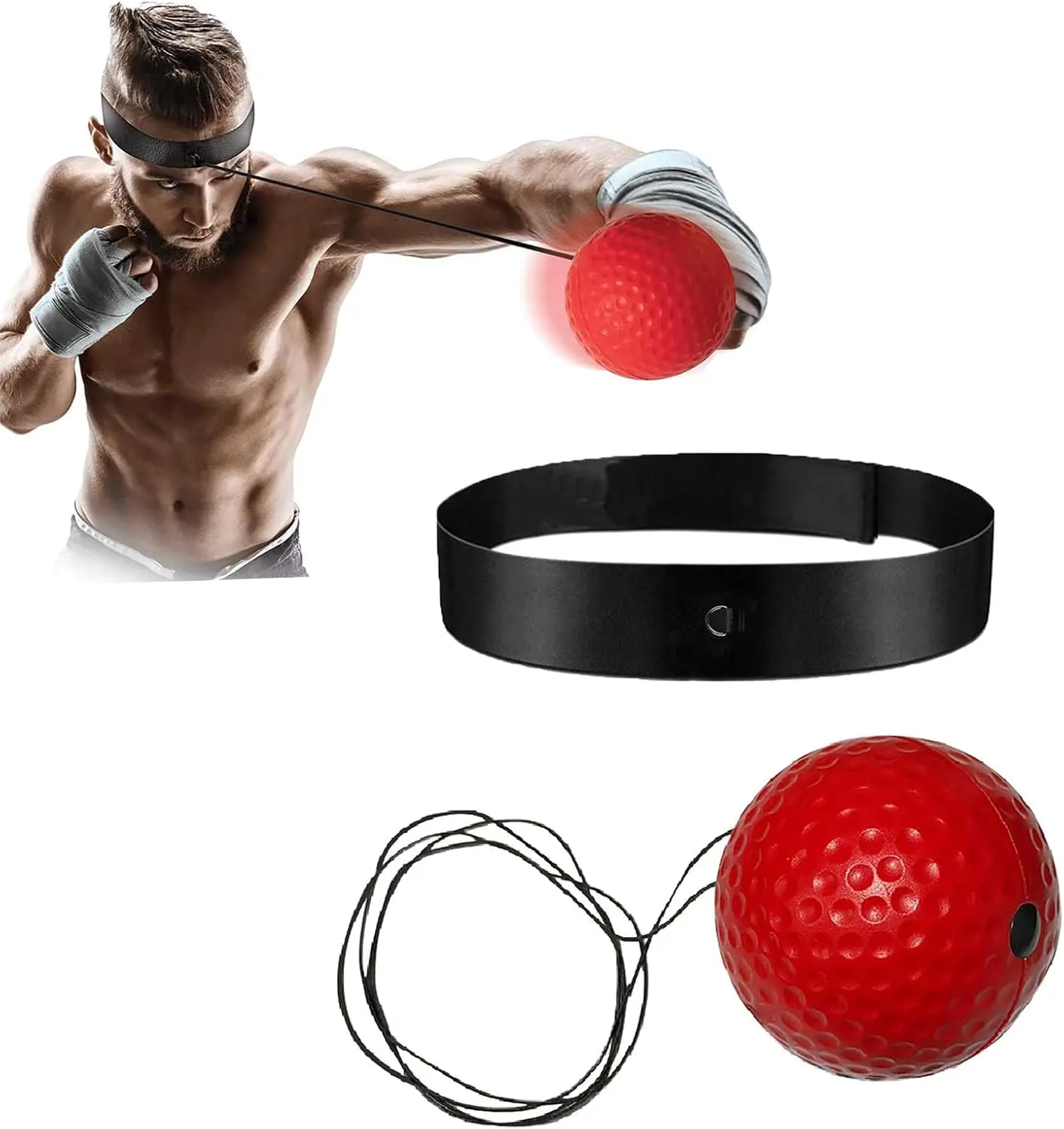 Boxing Reflex Ball Headband, Boxing Reflex Ball - Headband Boxing Ball - Head Mounted Boxing Reaction Ball - Adjustable Boxing Training Ball - Boxing Training Reaction Ball - Boxing Gear Punching Ball