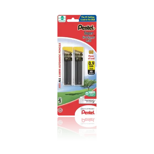 Super Hi-Polymer® Graphite HB Lead - 0.9mm, #2 Pencil Equivalence, Bold, Consistent Line Density, 60 Leads, 2-Pack, Long-Lasting Supply