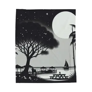 Moonlit Seaside Escape- Plush Blanket