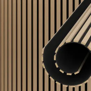 Walnut Flexible Acoustic Wall Panels Modern 3D Soundproof Slat Wall Panels with Peel & Stick Installation | Decorative Noise Reduction Wall Cladding for Living Room, Bedroom & Office (95” & 104” Lengths)