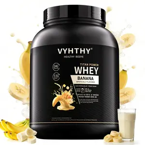 VYHTHY Whey Protein Powder - Banana Flavor, 24g Protein, 3.5g BCAAs, Sugar-Free, High-Quality Whey Isolate & Concentrate, Supports Muscle Growth & Recovery - Healthcare Fitness Supplement