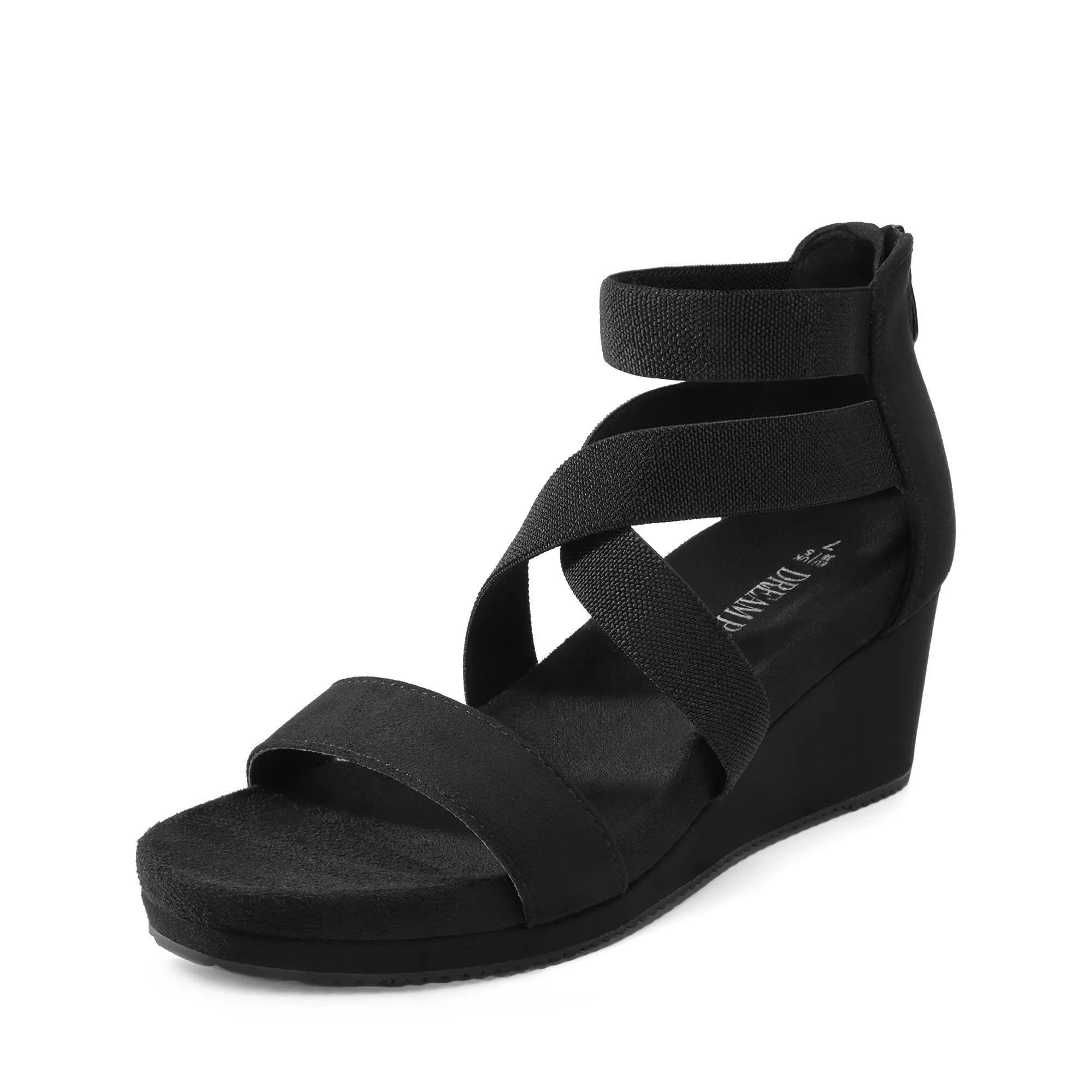 Dream Pairs Women's Elegant Crisscross Platform Wedge Sandals with Comfortable Stretch Bands and Back Zipper Closure, Elegant Heeled Sandals, Shoes, Sandals For Women