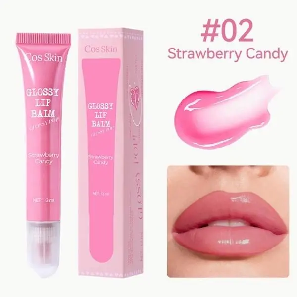COS SKIN STRAWBERRY CANDY SHADE  Waterproof Lip Moisturizer Plumper Tinted Nourishing Hydrating Moisturizing Jelly Oil Gloss