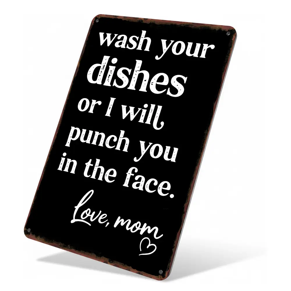 Retro Vintage "Washing Your Plate" Metal Sign - 8×12 in Aluminium Mom's Love Warning Wall Hanging, Home Decor Products, Wall Metal Plaque, Gift for Home Supplies,art decor