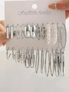 Minimalist Chic Round-shaped Hoop Earrings Set, Earring Stacking Set, Elegant Temperament Round Design Matching Earrings, Fashionable Earrings for Women, Vintage Jewelry Accessory  for Daily Use, Cute Cool Female Accessories, Hoop Earring Sets